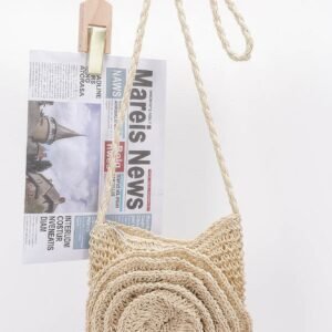 Faux Straw Handmade Big Flower Crossbody Bag-52392