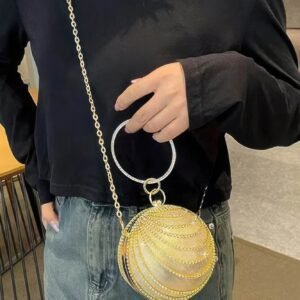 Rhinestone Round Party Clutch-52423