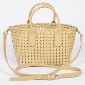 Faux Leather Braided Tote Bag-53041