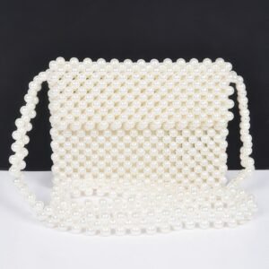 Hand Made Faux Pearl Bead Flap Crossbody Bag-53043