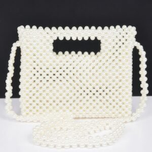 Hand Made Faux Pearl Bead Crossbody Bag-53044