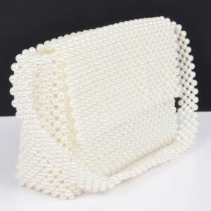 Hand Made Faux Pearl Bead Flap Shoulder Bag-53046