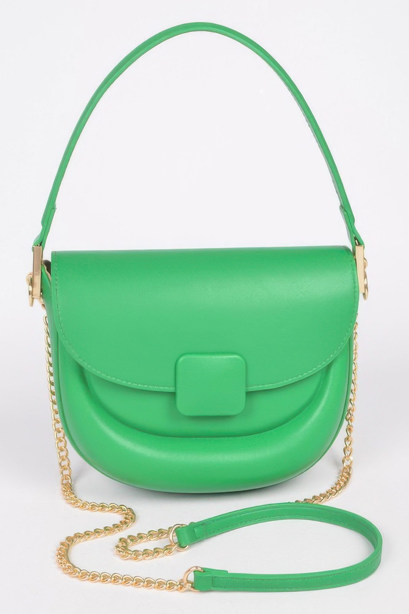 Faux Leather Top Handle Flap Bag-53048