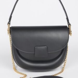 Faux Leather Top Handle Flap Bag-53048
