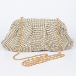 Pleated Rhinestone Party Clutch-53049