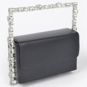 Faux Leather Multi Stones All Around Square Handle Bag-53483