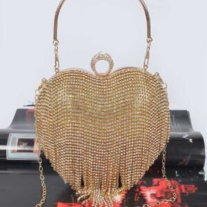 Rhinestone Fringe Heart Shape Party Bag-53491