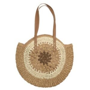 Round Straw Patterned Woven Shoulder Bag 16L-51510
