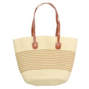 Striped Patterned Straw Woven Bag-51512