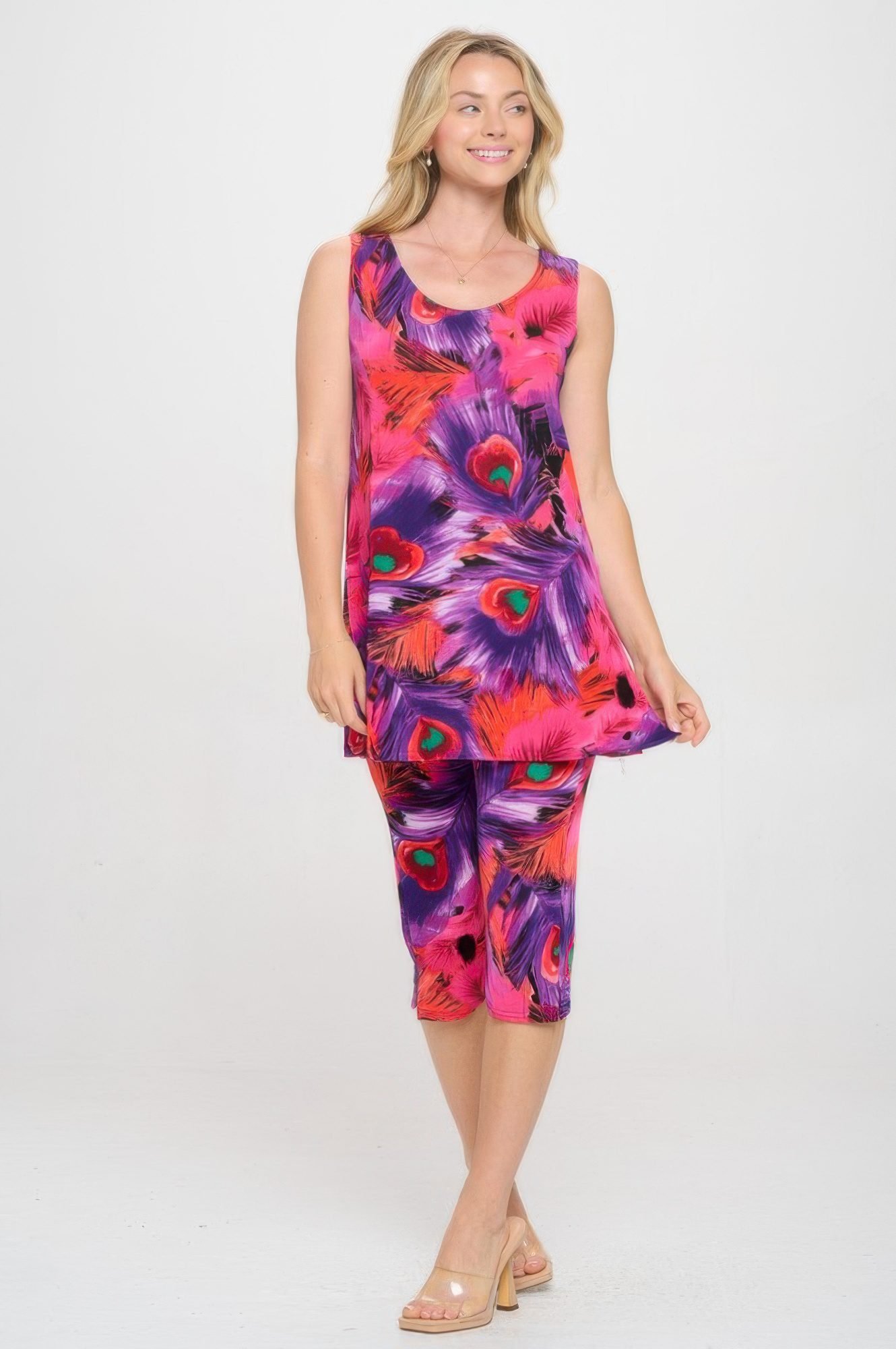 Bns Tank Capri Pants Set Purp