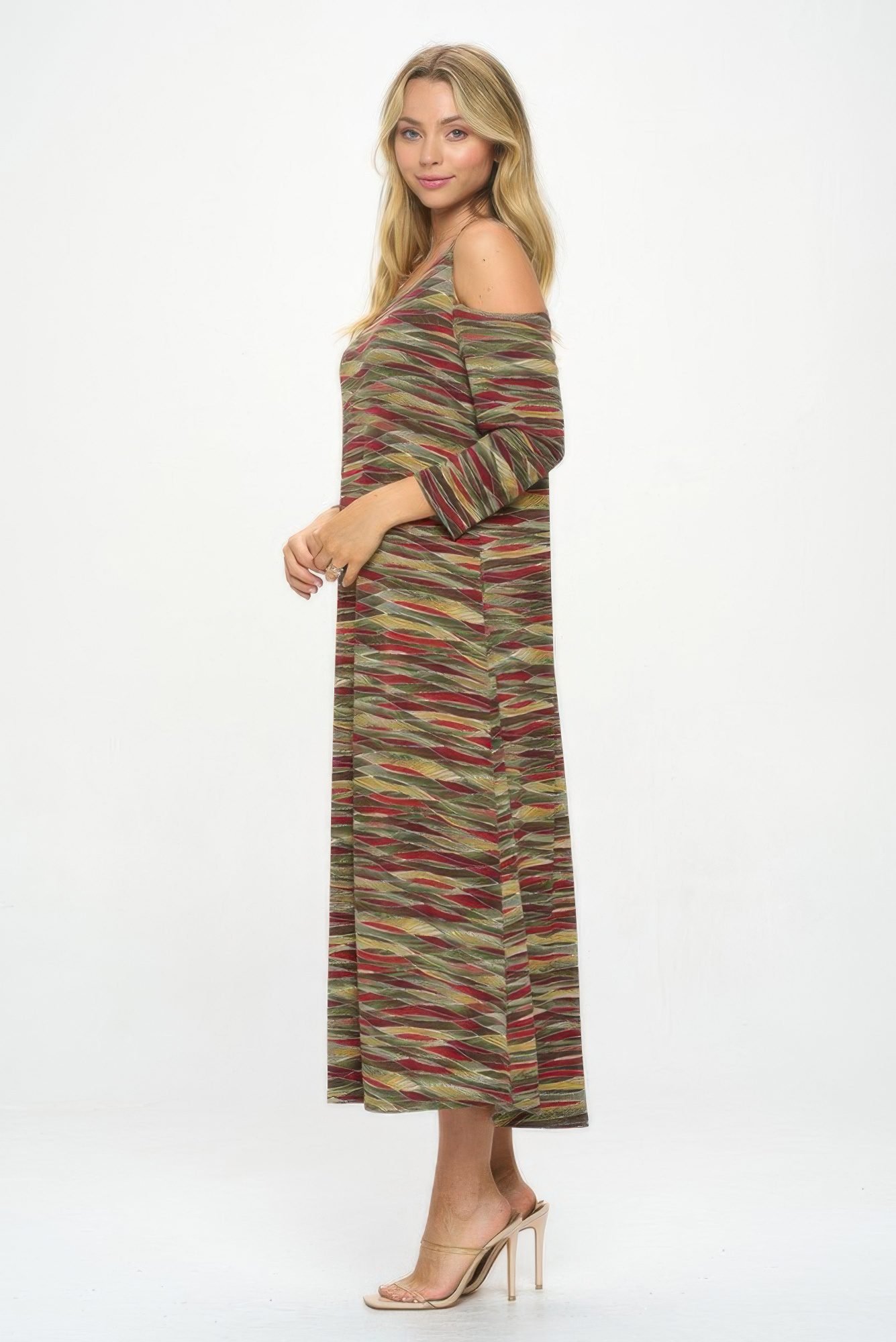 Hit Open Shoulder Long Dress-53225