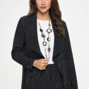 Ottoman Pinstripe Front Drape Jacket-53281