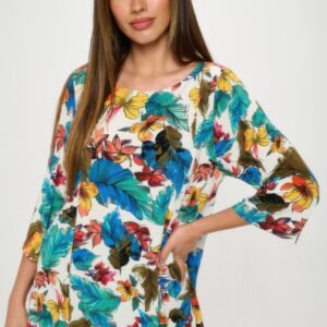 Hit Boat Neck 3/4 Sleeve Top-53311