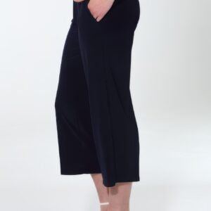 Hit Wide Leg Ankle Length Pants Black