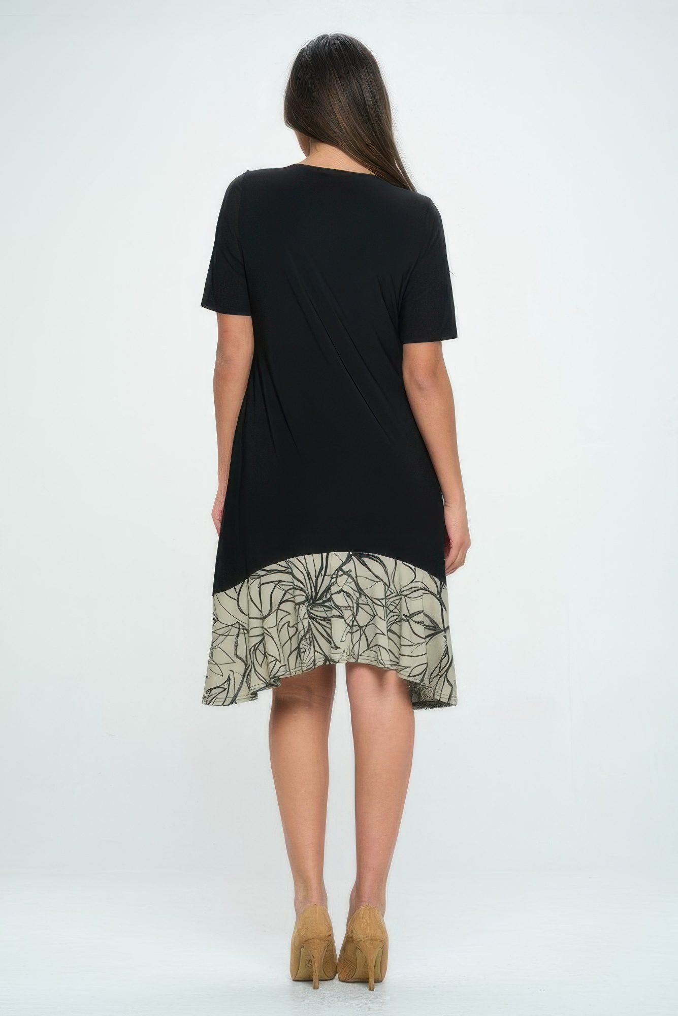 Hit Half Sleeve Contrast Dress-53572