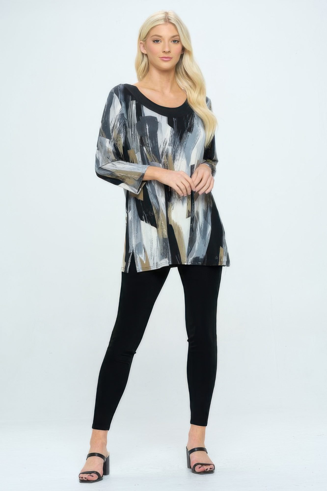 Bns Relaxed Neck Line Contrast Tunic-53628