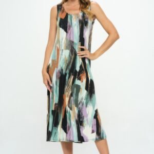 Bns Brush Stroke Print Tank Long Dress-53631