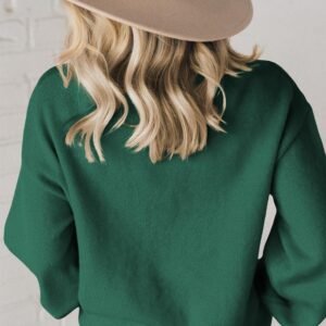 Blackish Green Pearl Beaded Merry Casual Sweater