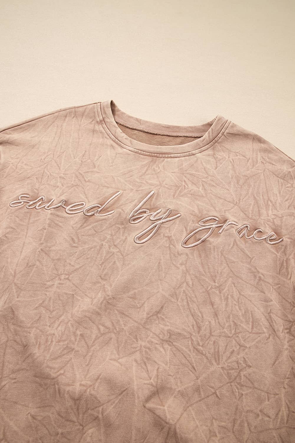 Dune Saved By Grace Letter Embroidery Mineral Wash Loose Sweatshirt