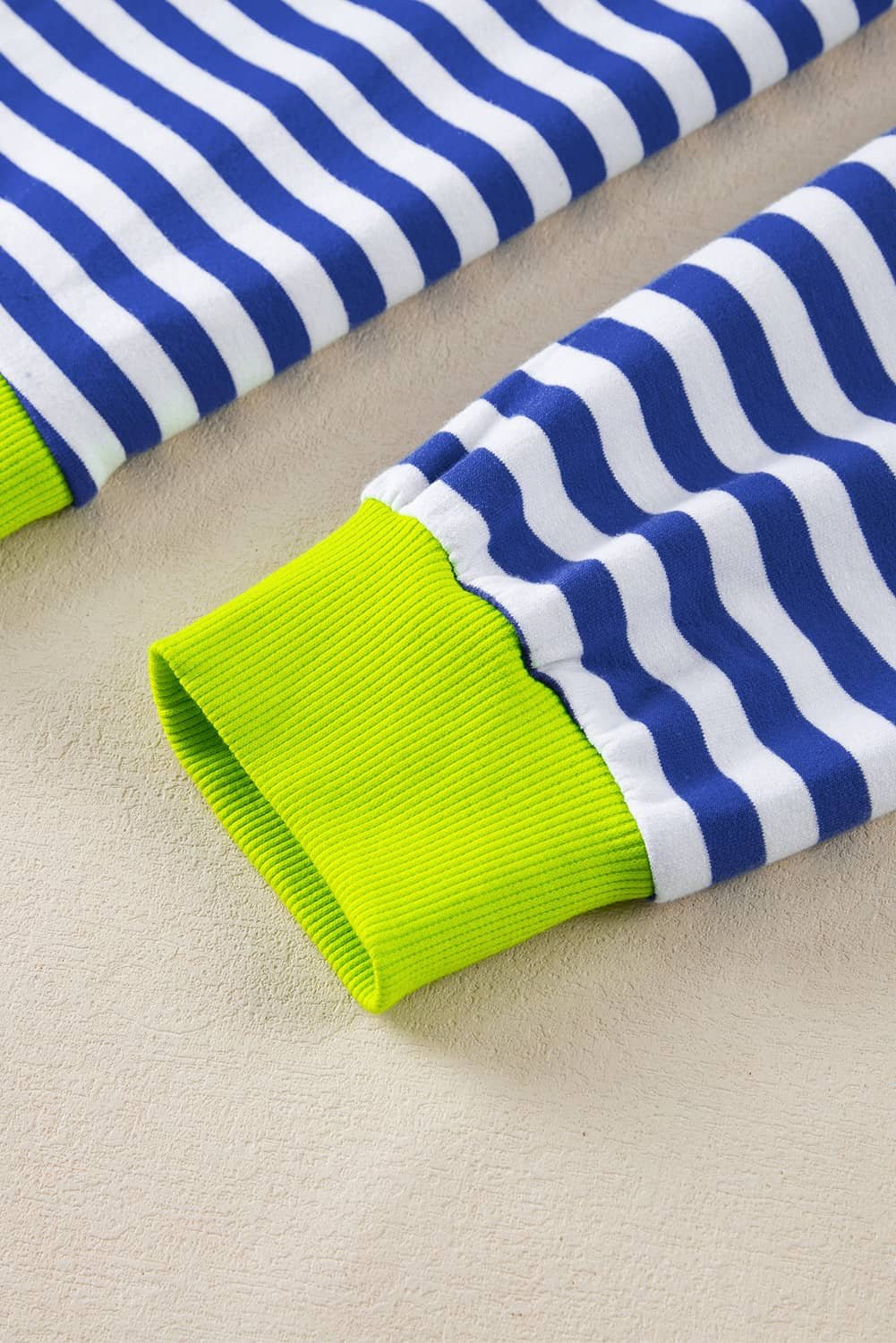 Sky Blue Stripe Striped Contrast Ribbed Trim Drop Shoulder Baggy Sweatshirt