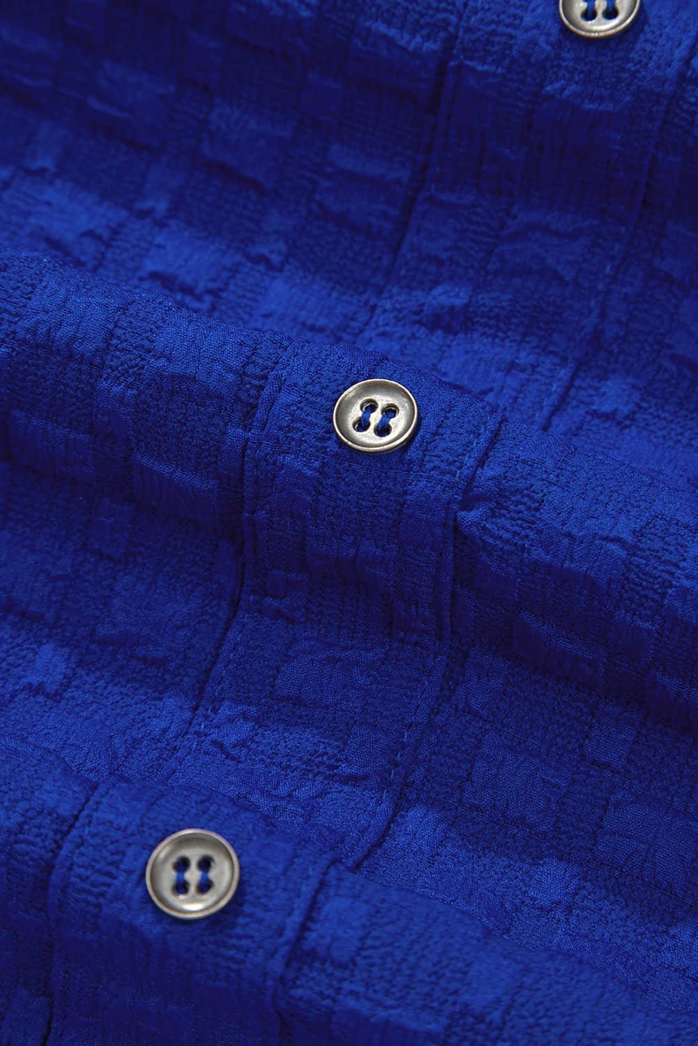 Sky Blue Jacquard Textured Buttoned Tee And Shorts Set