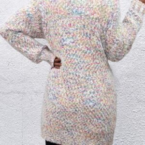 Yellow Multicolor Confetti Open Front Knit Cardigan