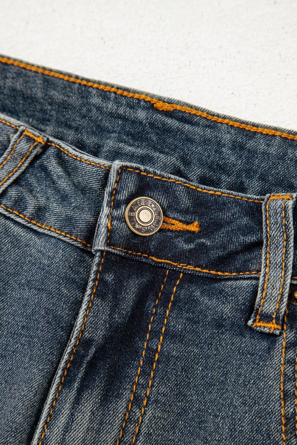 Sail Blue Exposed Stitching Loose Straight High Waist Jeans