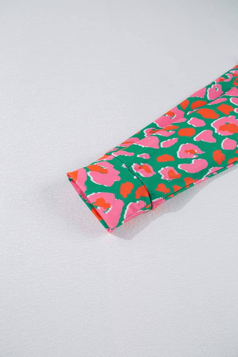 Green Plus Size Printed Long Sleeve And Pants Lounge Set