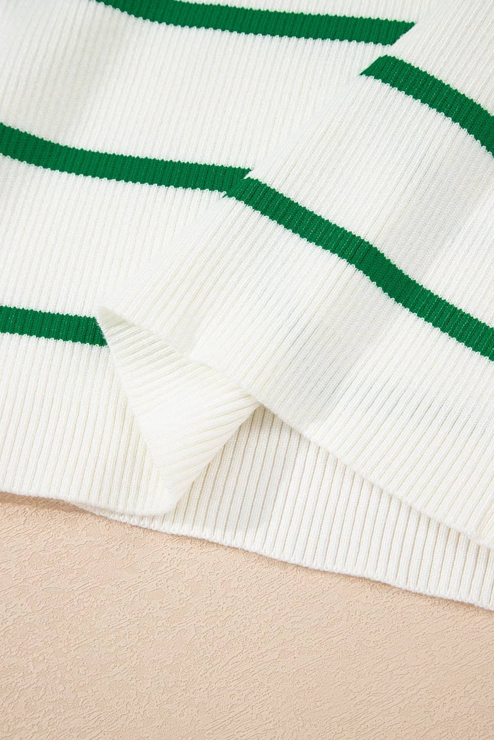 Bright Green Striped Scalloped Edge U Neck Sleeveless Sweater Vest