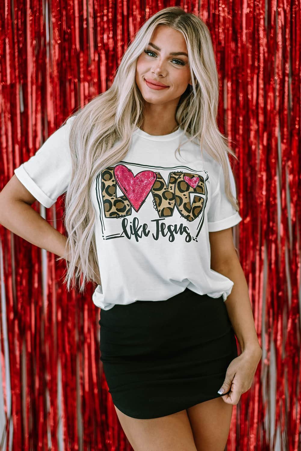 White Love Like Jesus Graphic Crew Neck Tee