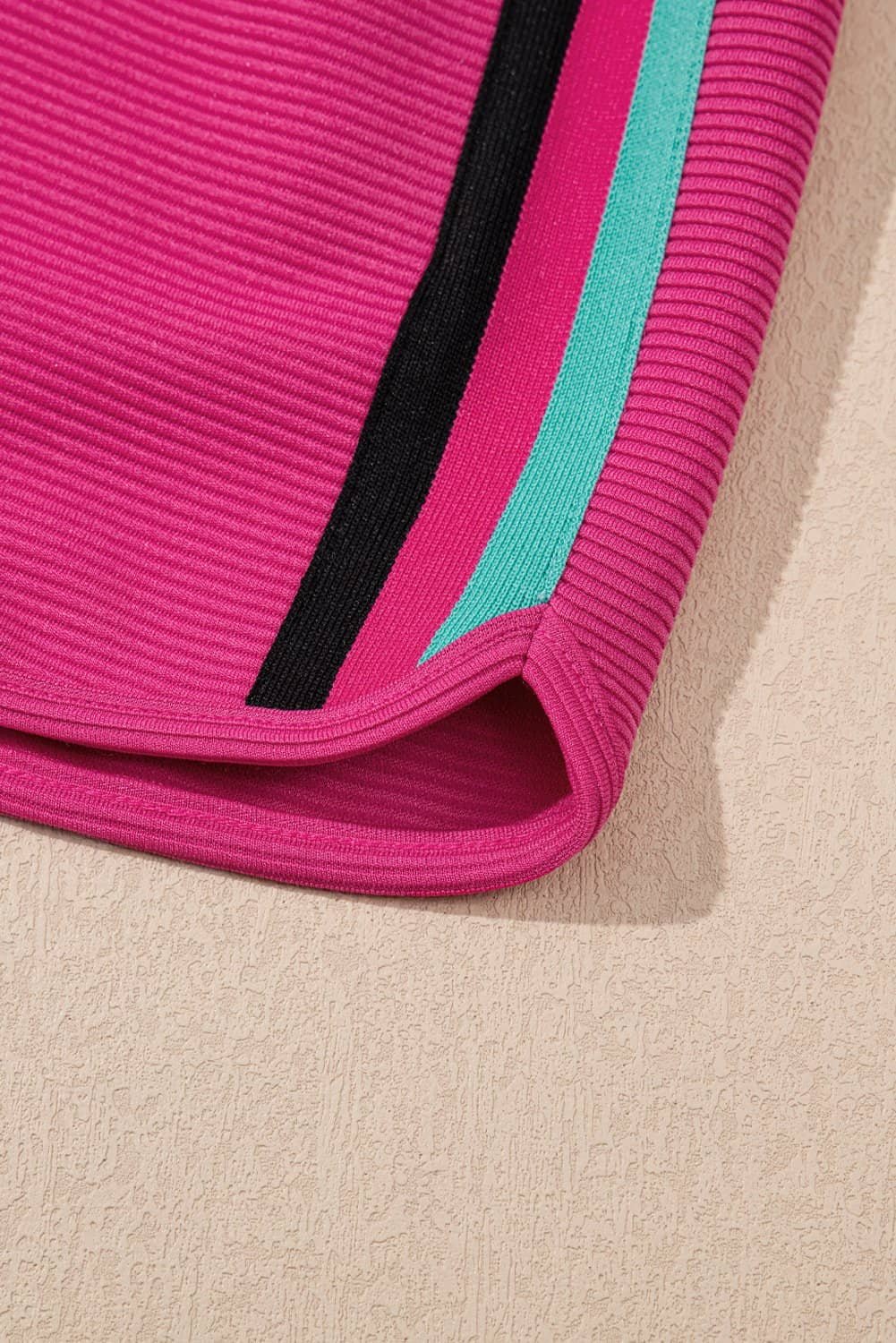 Strawberry Pink Striped Detail Flutter Sleeve Zipped Collar Short Set