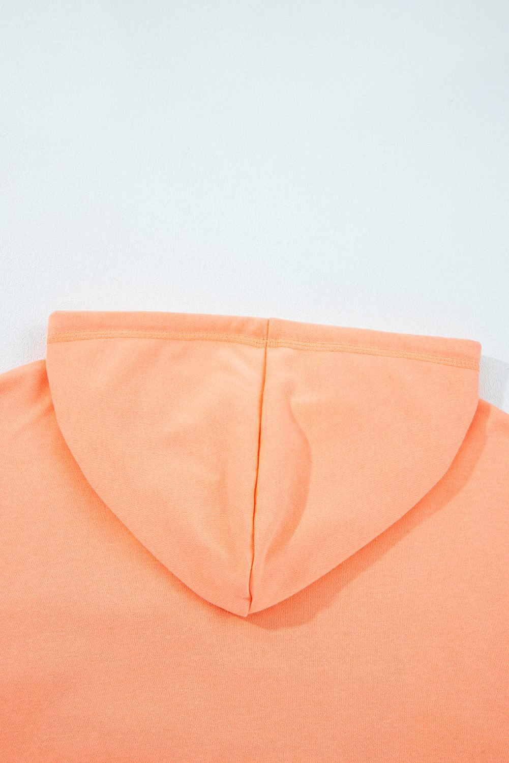 Grapefruit Orange Plaid Floral Patchwork Kangaroo Pocket Hooded Long Sleeve Top