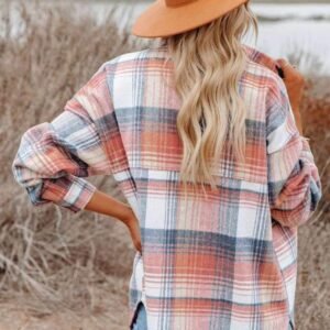 Plaid Print Pocket Buttoned Shacket