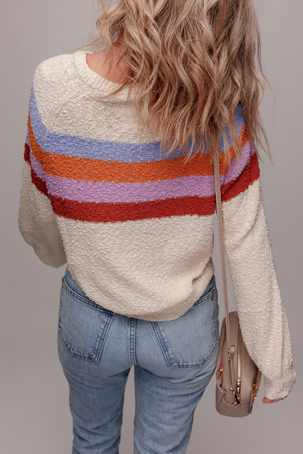 Jet Stream Striped Color Block Loose Sleeve Chic Sweater