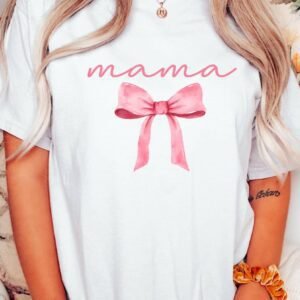 White Mama Bowknot Graphic Crewneck Tee