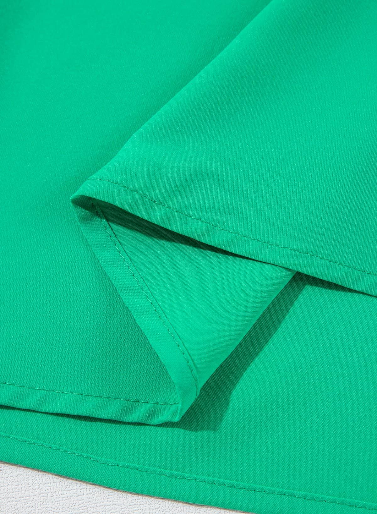 Bright Green Ruched Front Puff Sleeve Plus Size Long Dress