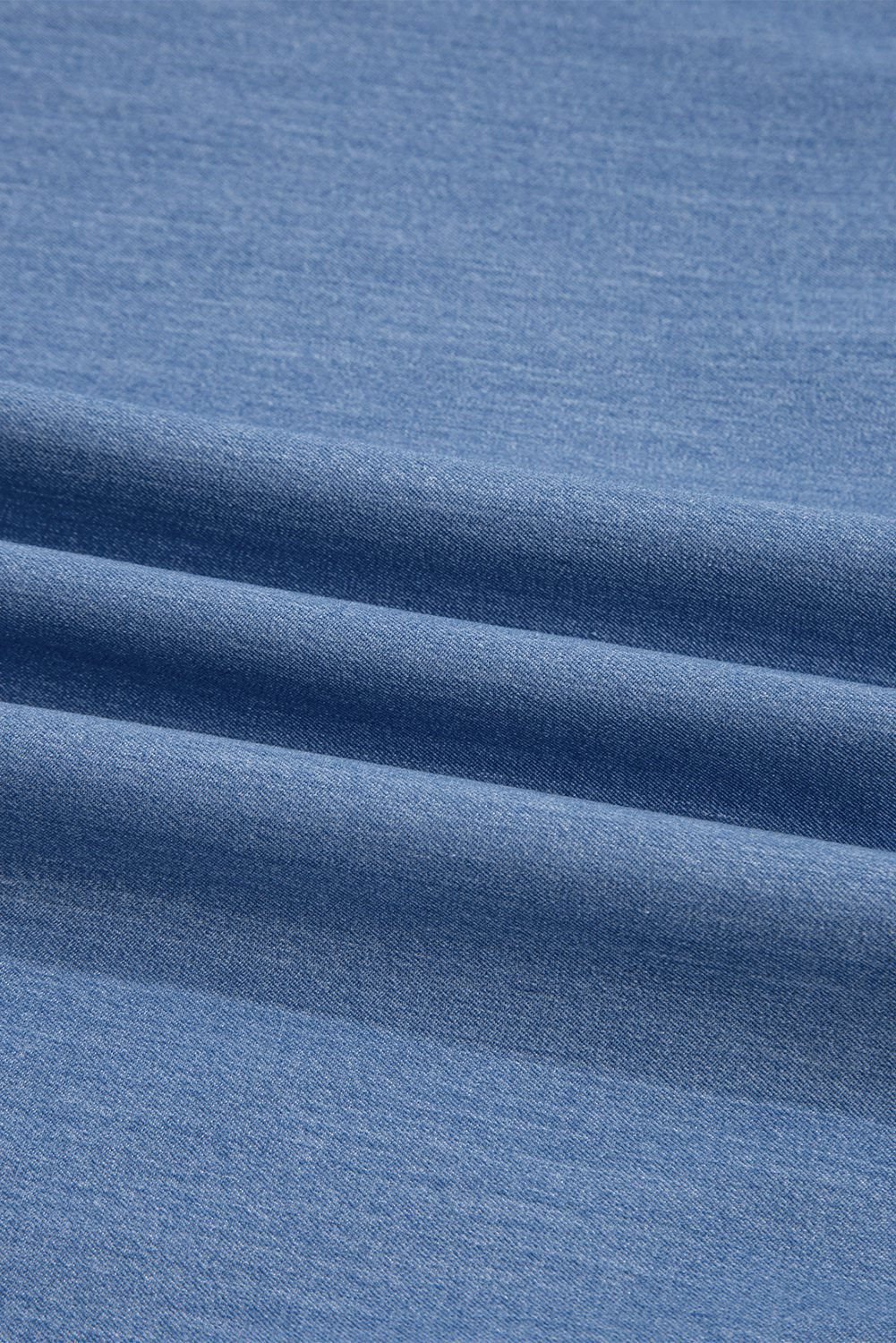 Dusk Blue Lace Ric Rac 3/4 Puff Sleeve Collared Babydoll Blouse