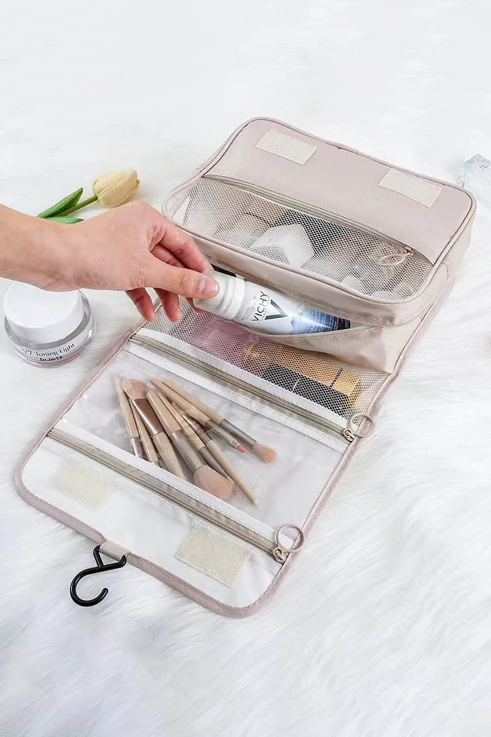 Apricot Multi-Functional Make Up Organizer Travel Toiletry Bag
