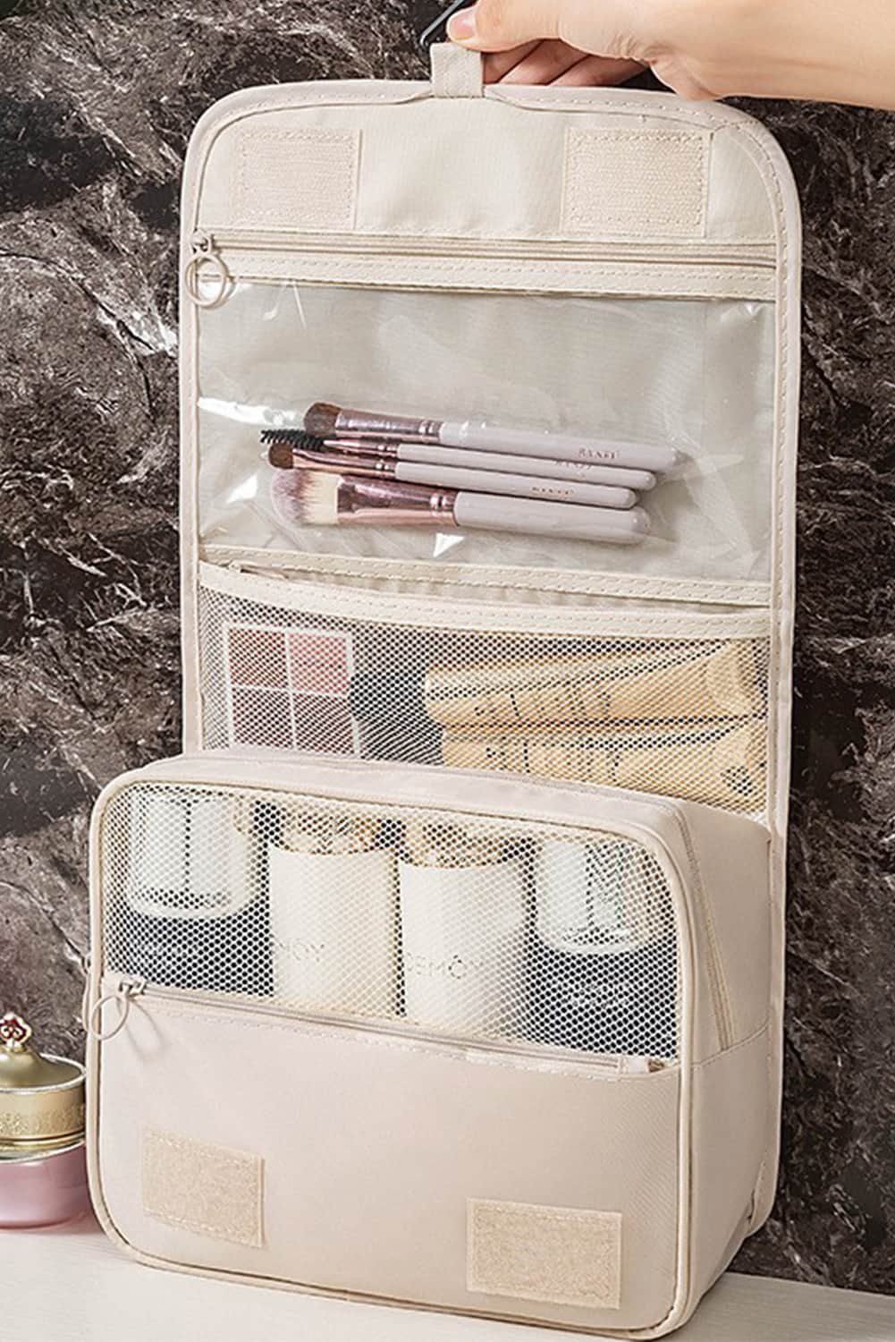 Apricot Multi-Functional Make Up Organizer Travel Toiletry Bag