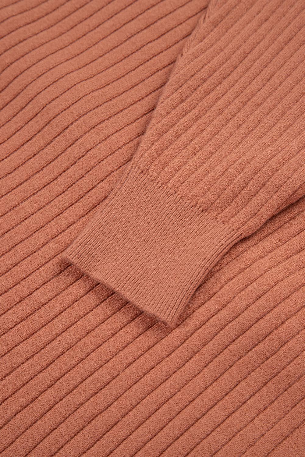 Apricot Pink Wide Rib Knit Button Front Dolman Sleeve Sweater Cardigan