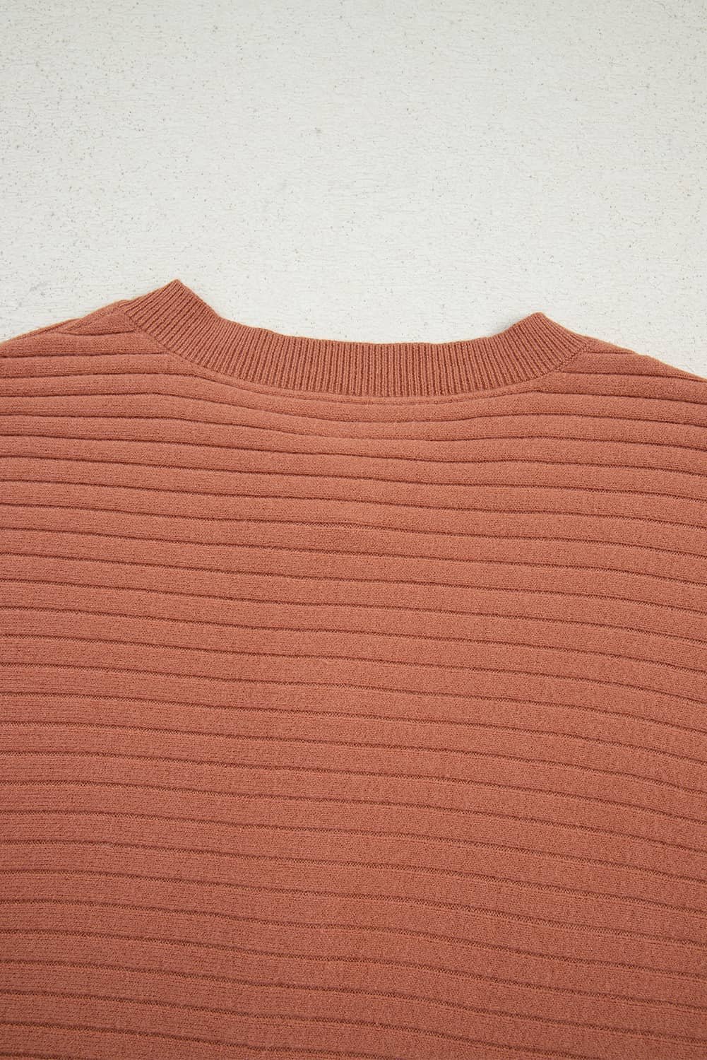 Apricot Pink Wide Rib Knit Button Front Dolman Sleeve Sweater Cardigan