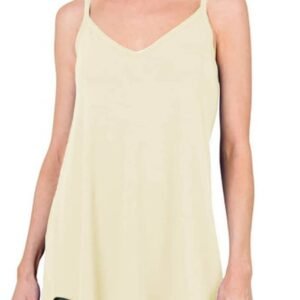 Apricot Spaghetti Strap V-Neck Flowy Tunic Tank Top
