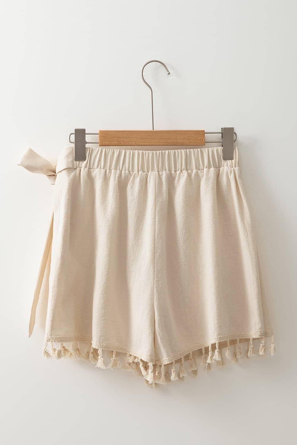 Apricot Tassel Trim Wrap Knot Side Bohemian Style Mini Skort