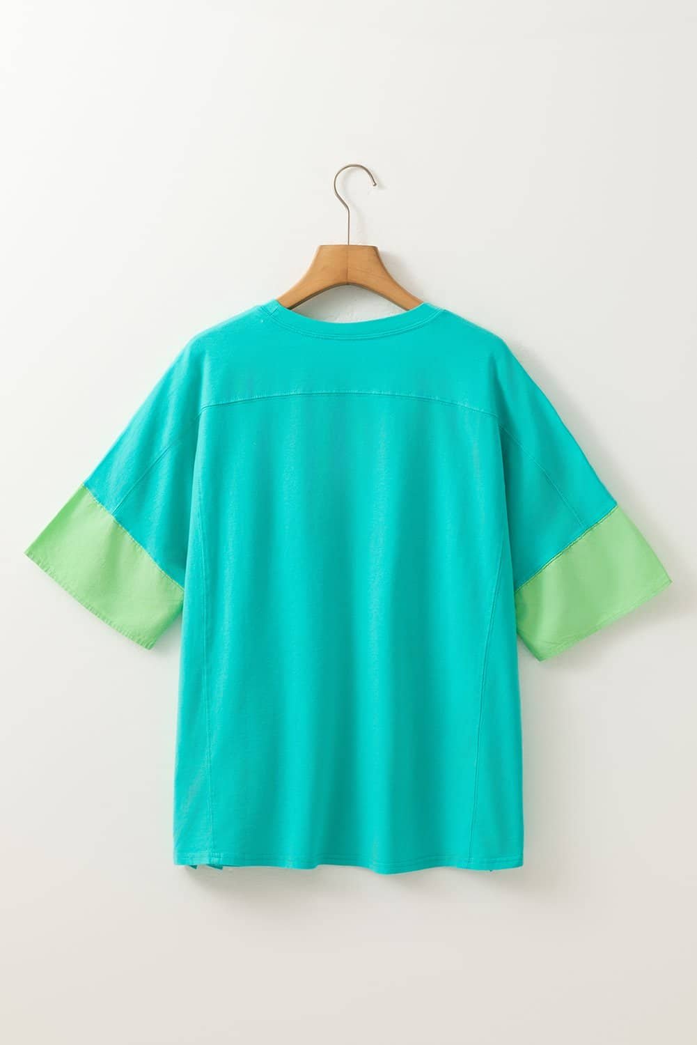 Aruba Blue Frayed Denim Star Patched Oversize T Shirt
