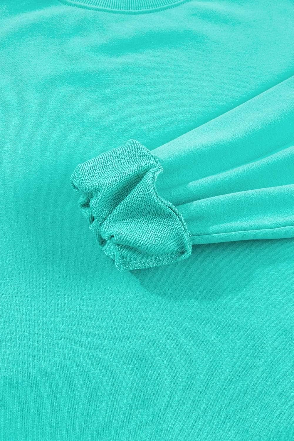 Aruba Blue Plain Drop Shoulder Crewneck Pullover Sweatshirt
