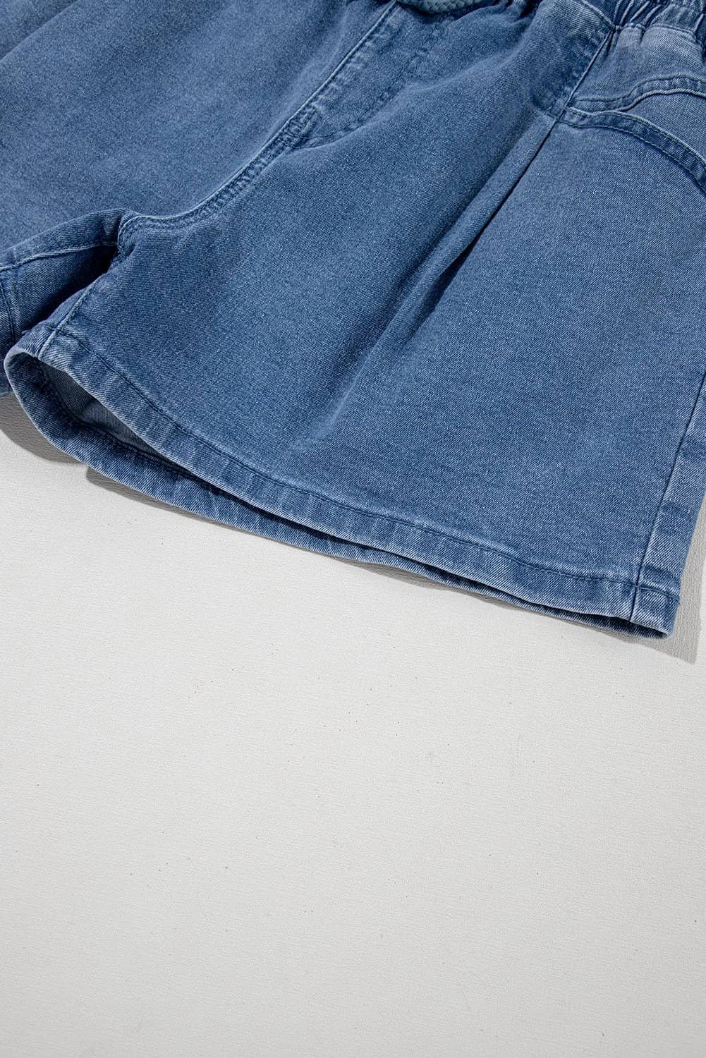 Ashleigh Blue Drawstring High Waist Casual Denim Shorts With Pockets