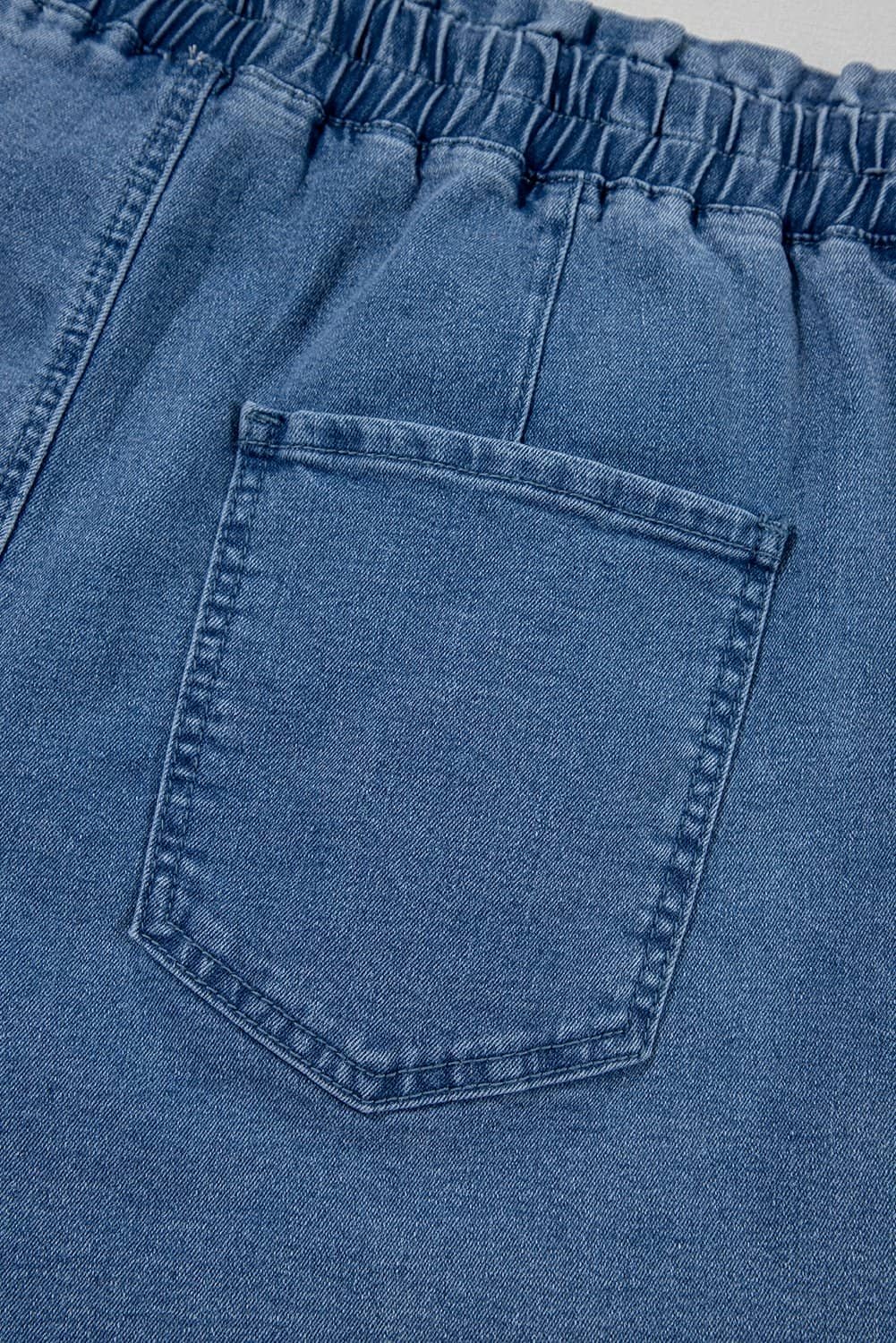 Ashleigh Blue Drawstring High Waist Casual Denim Shorts With Pockets