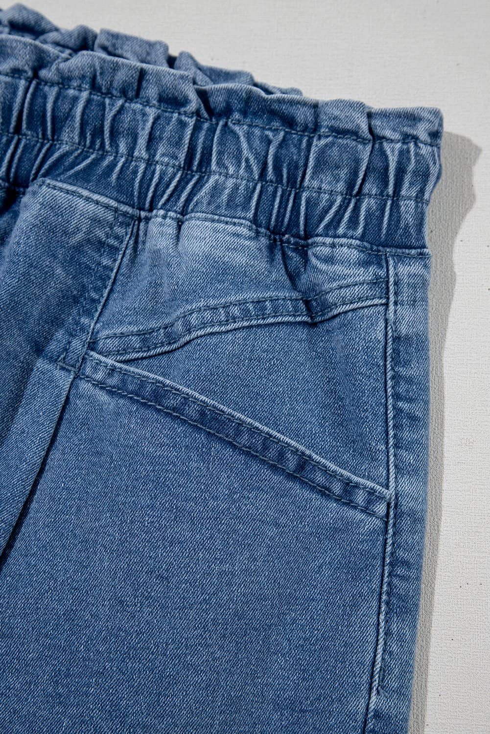 Ashleigh Blue Drawstring High Waist Casual Denim Shorts With Pockets