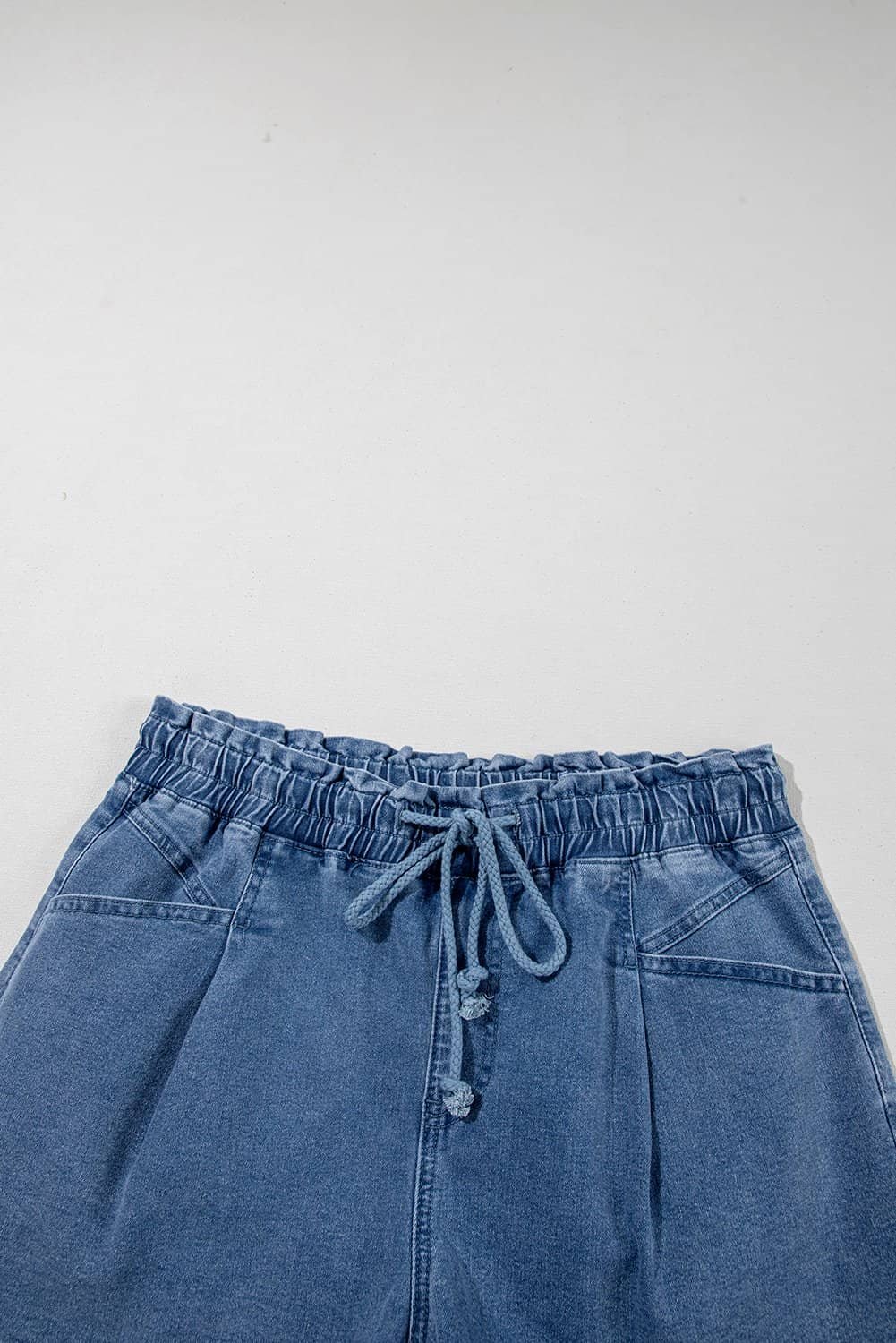 Ashleigh Blue Drawstring High Waist Casual Denim Shorts With Pockets