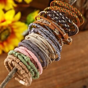 Multicolour 20Pcs Boho Knotted Hair Ties